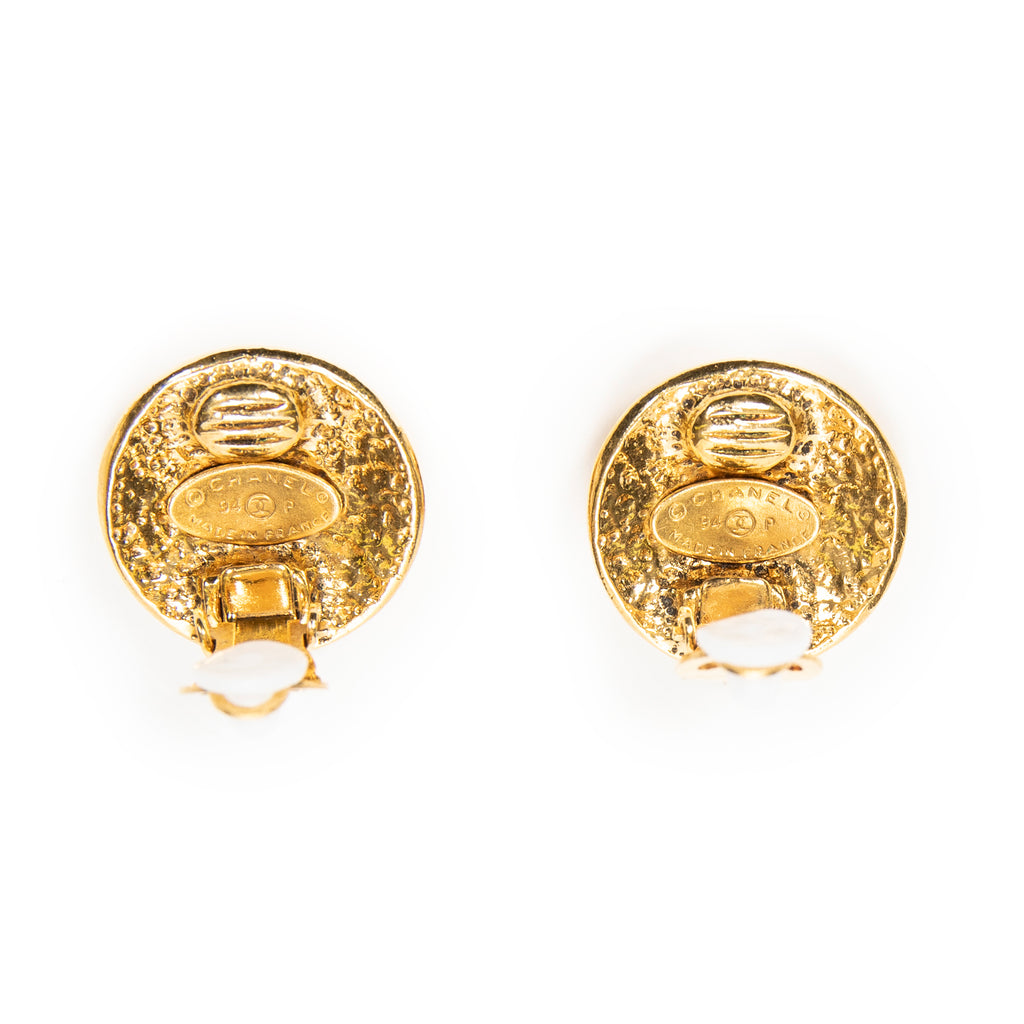 Earrings CC Round Clip On Earrings Gold Gold Plated