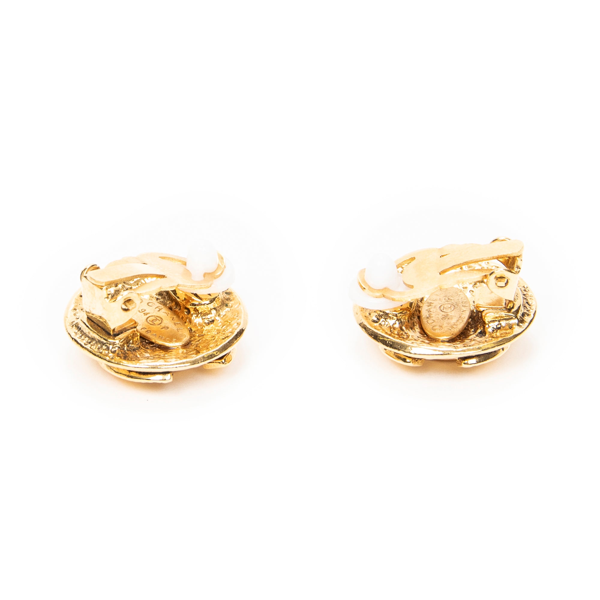 Earrings CC Round Clip On Earrings Gold Gold Plated
