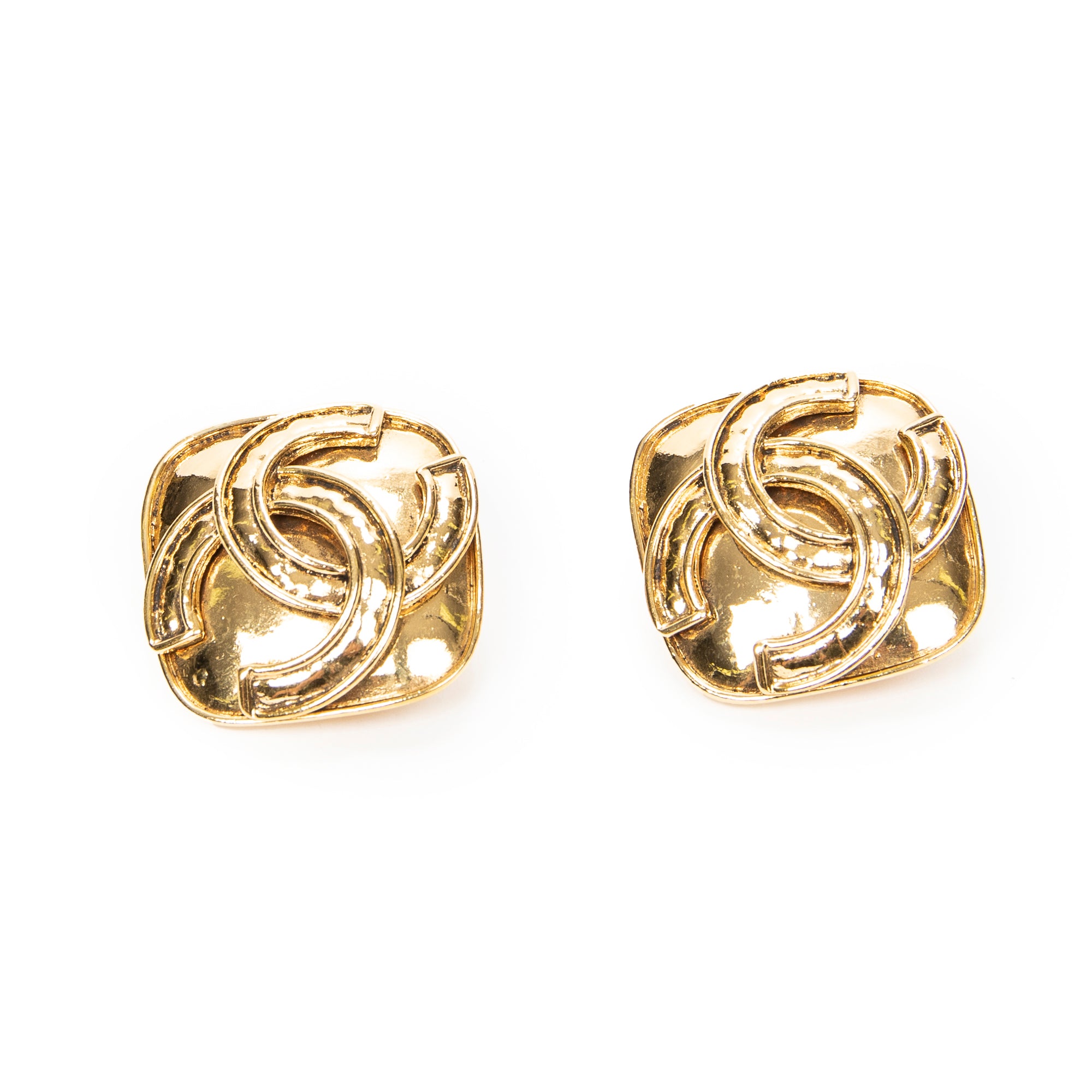 Earrings CC Diamond-shaped Clip On Earrings Gold Gold Plated