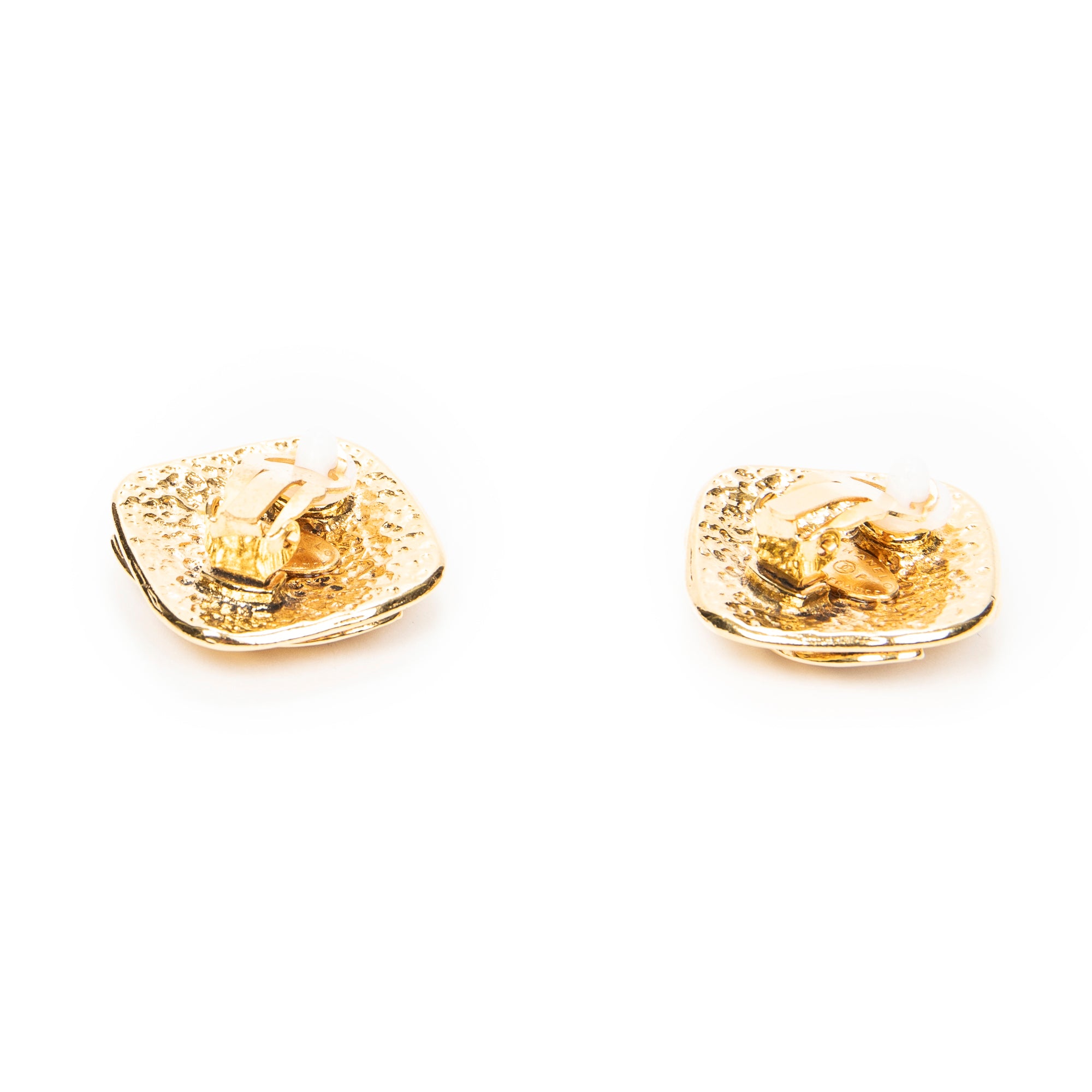 Earrings CC Diamond-shaped Clip On Earrings Gold Gold Plated