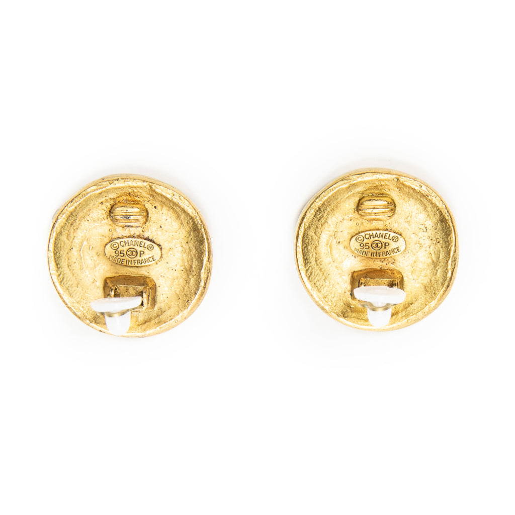 Earrings CC Round Clip On Earrings Gold Gold Plated