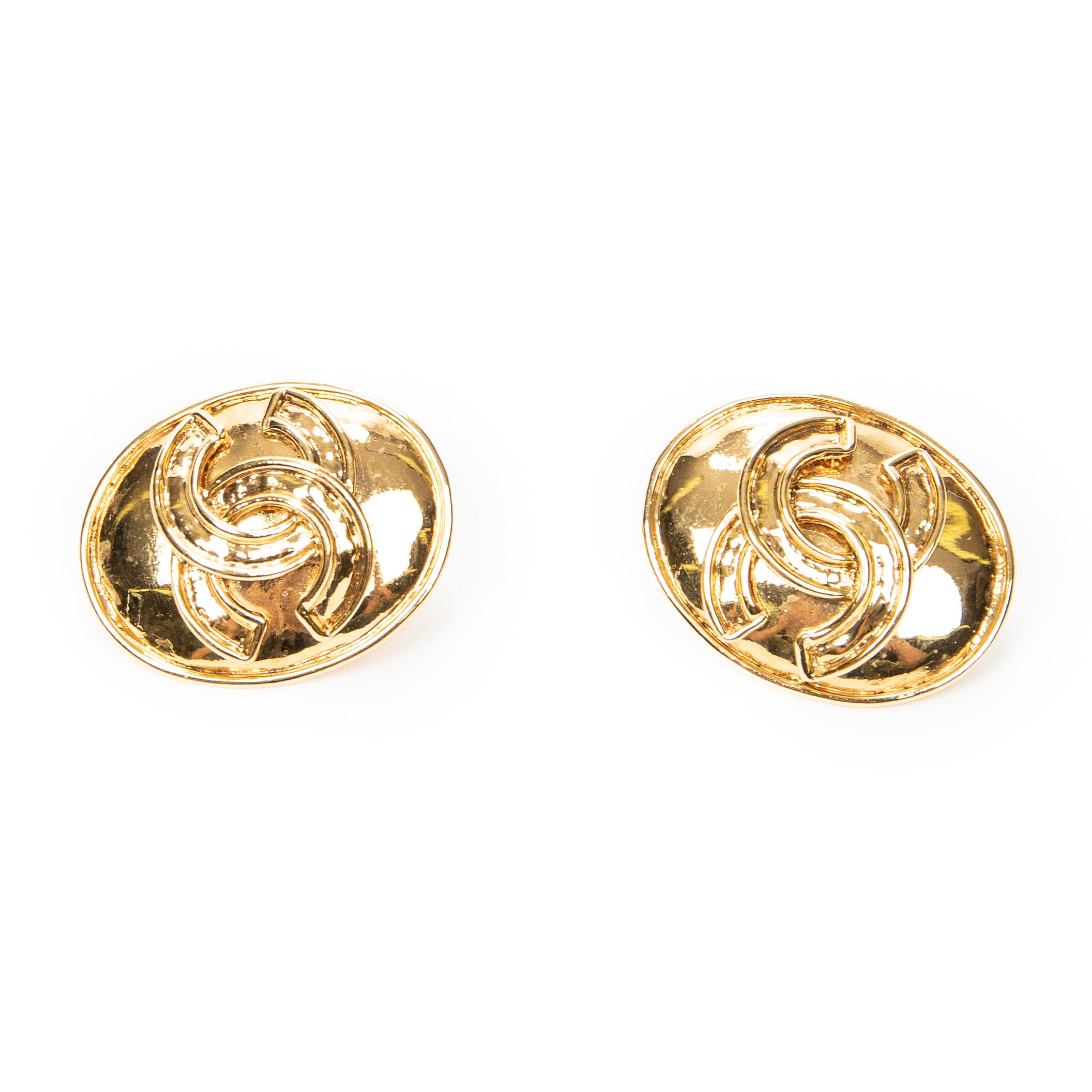 Earrings CC Oval Clip On Earrings Gold Gold Plated