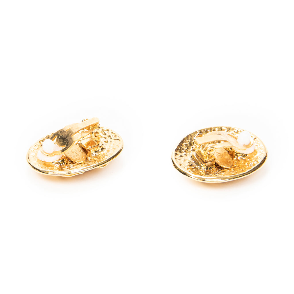 Earrings CC Oval Clip On Earrings Gold Gold Plated