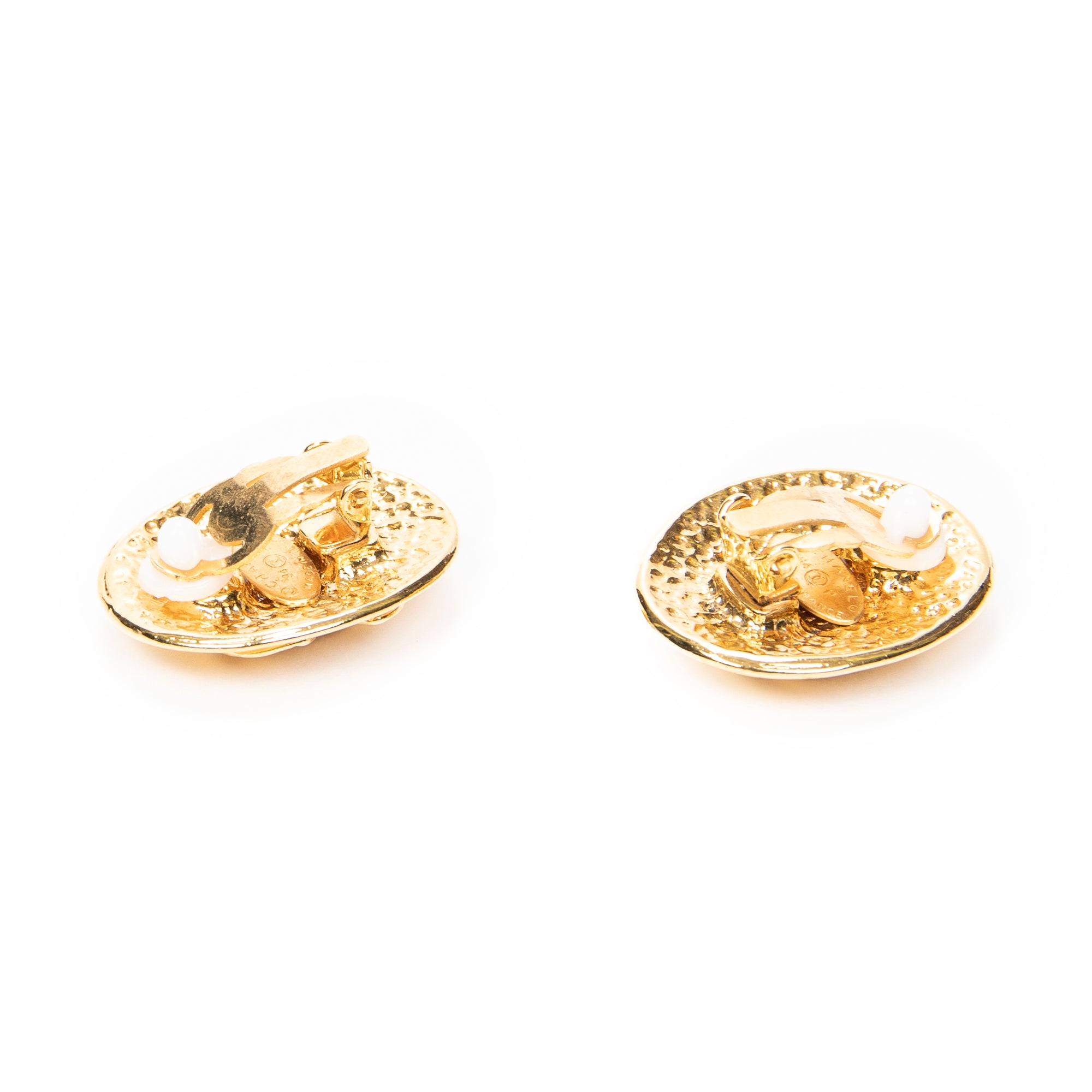 Earrings CC Oval Clip On Earrings Gold Gold Plated