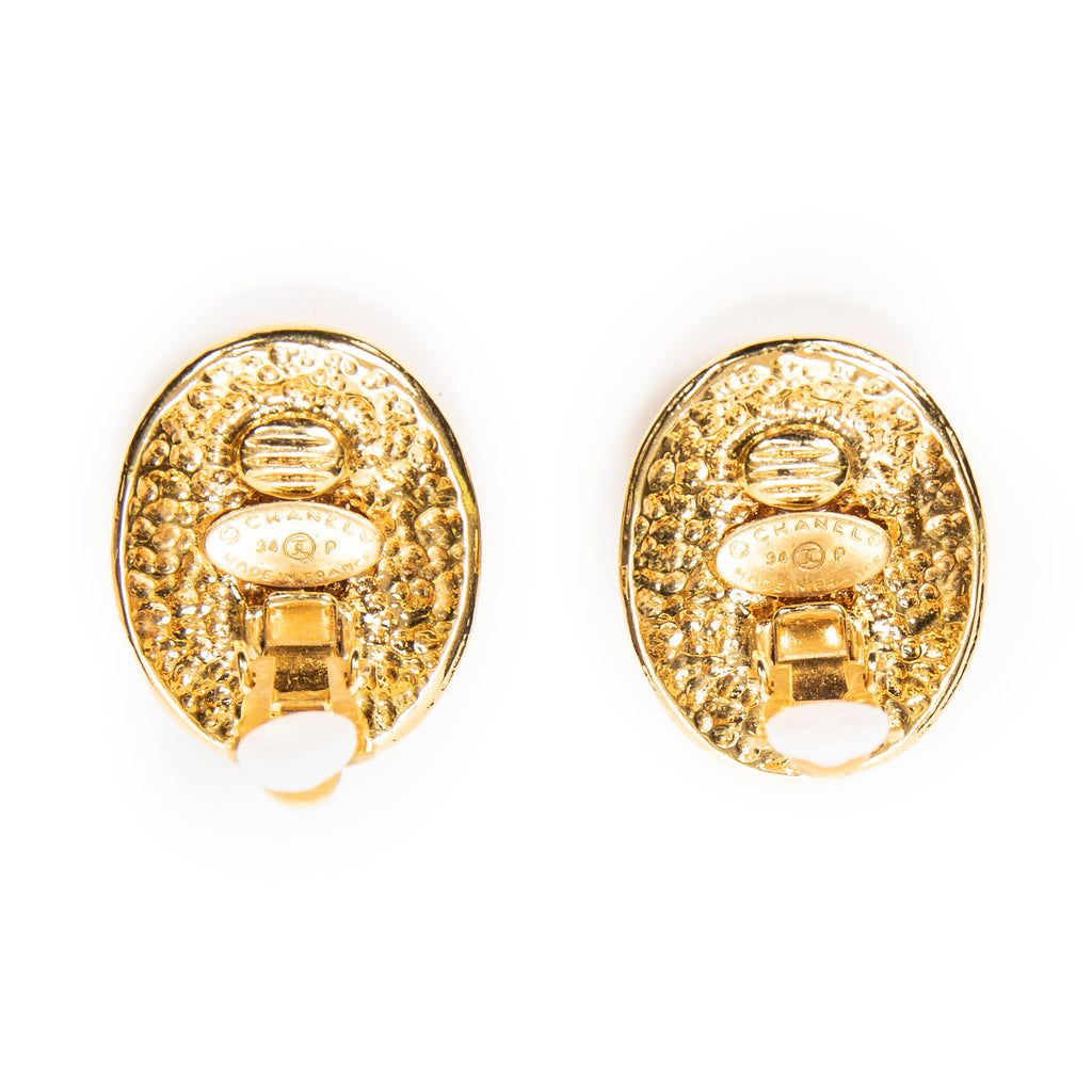Earrings CC Oval Clip On Earrings Gold Gold Plated