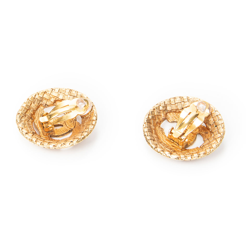 Earrings CC Round Clip On Earrings Gold Gold Plated