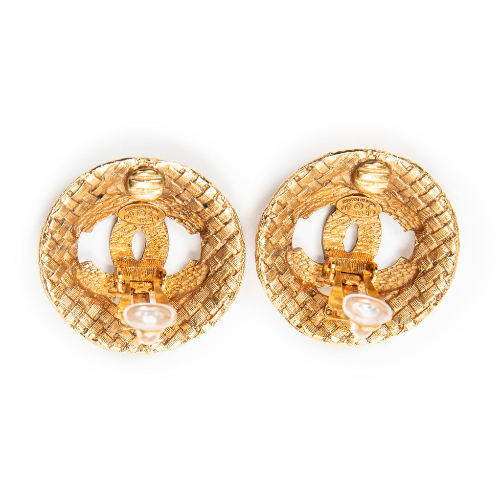 Earrings CC Round Clip On Earrings Gold Gold Plated