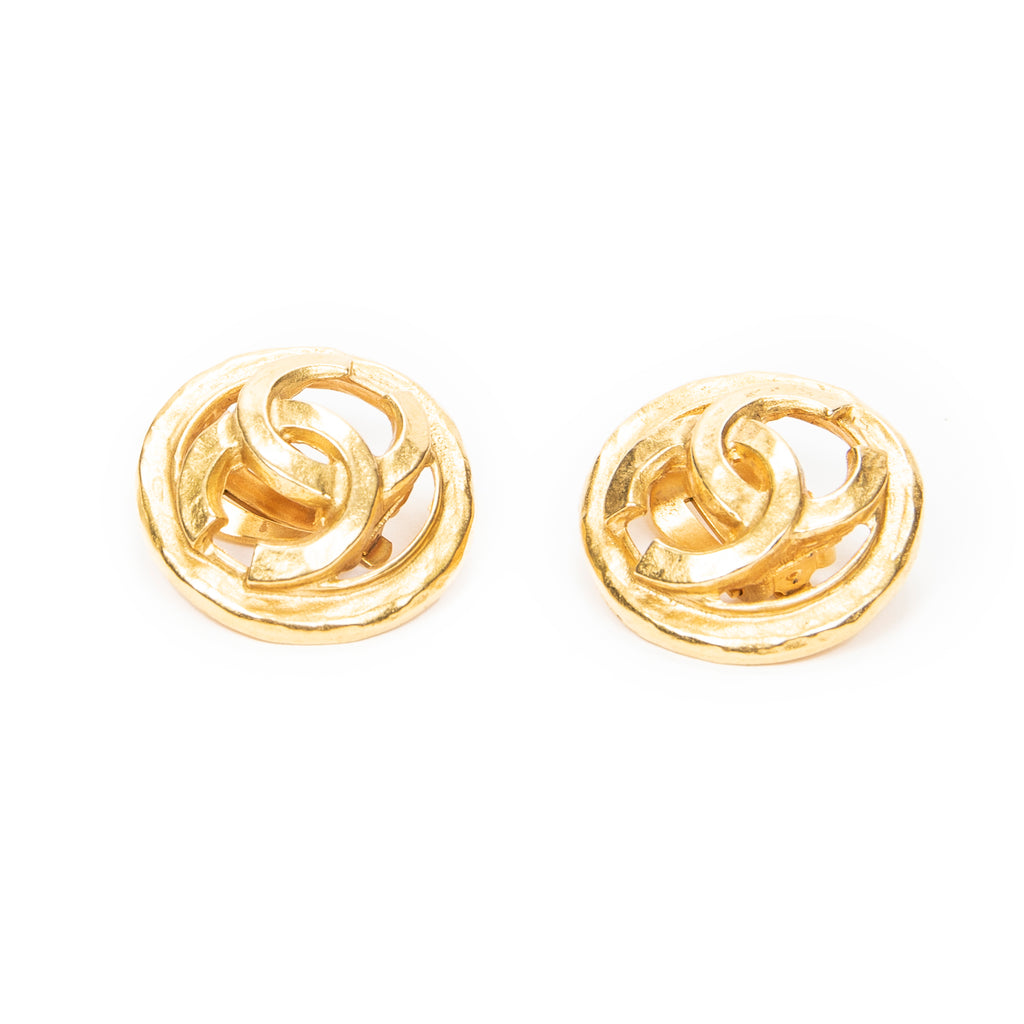 Earrings CC Round Clip On Earrings Gold Gold Plated