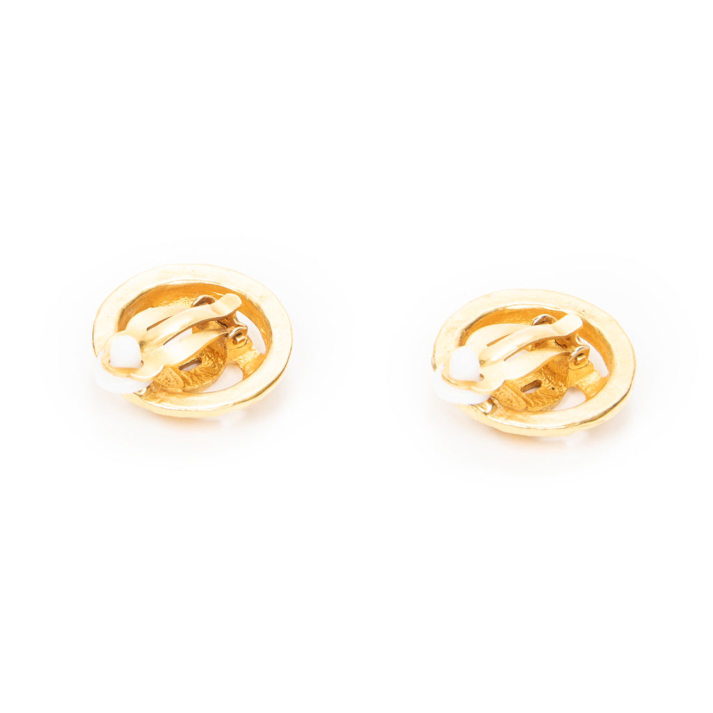 Earrings CC Round Clip On Earrings Gold Gold Plated