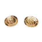 Earrings CC Oval Clip On Earrings Gold Gold Plated