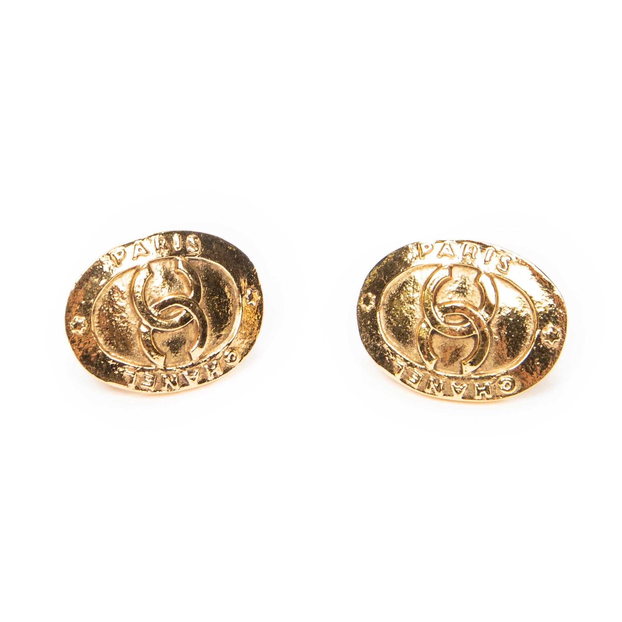 Earrings CC Oval Clip On Earrings Gold Gold Plated