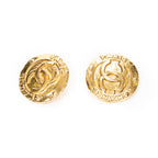 Earrings CC Round Medal Clip On Earrings Gold Gold Plated