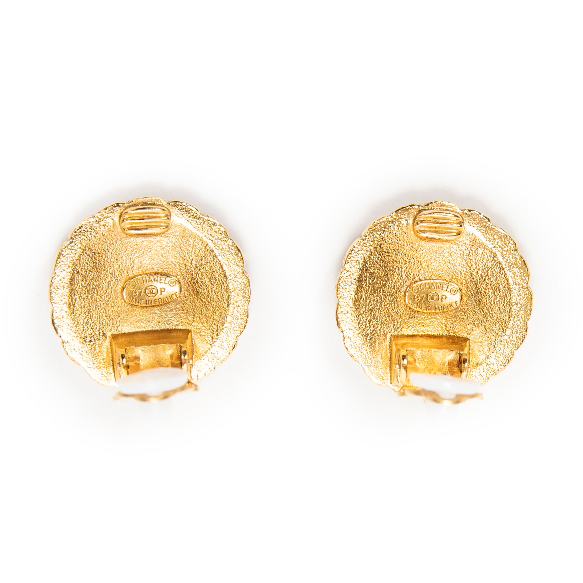 Earrings CC Round Clip On Earrings Gold Gold Plated