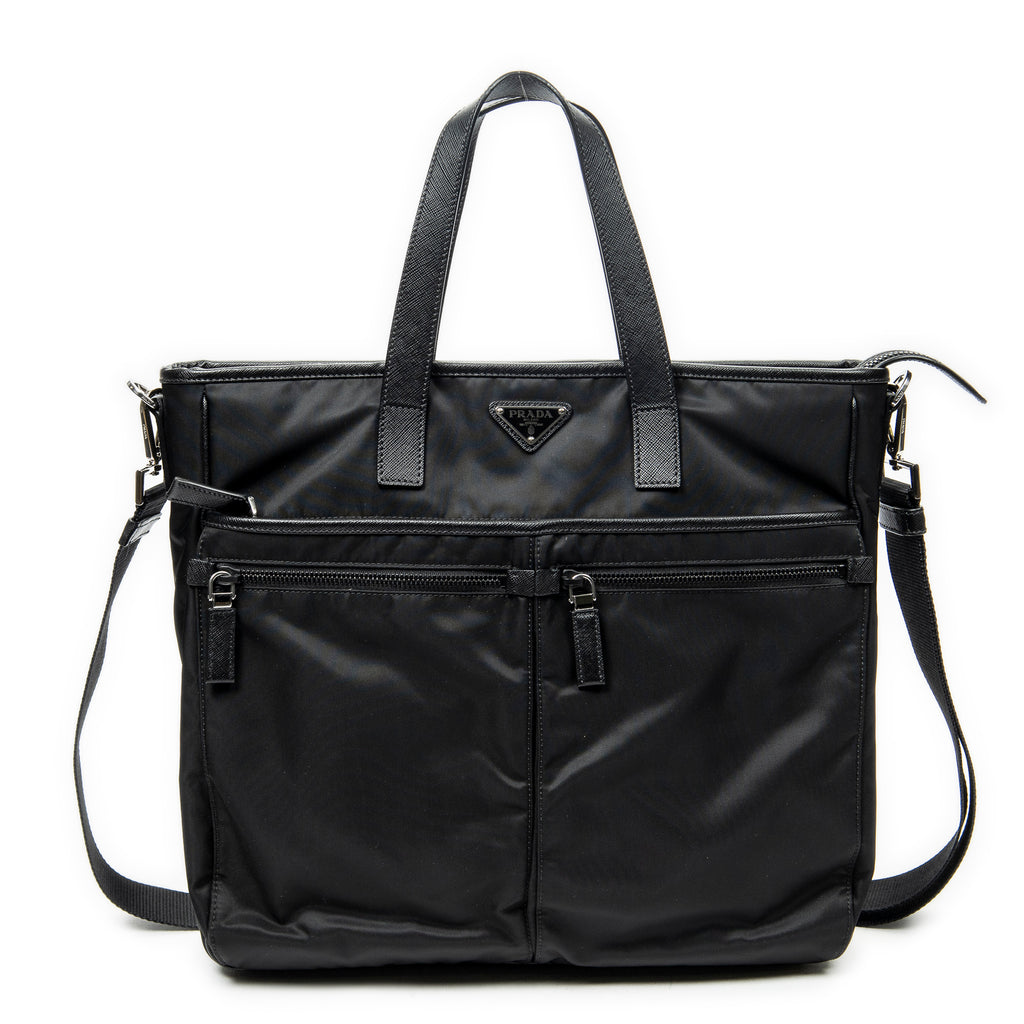 Shoulder Bag Convertible Business Bag Black Nylon Canvas