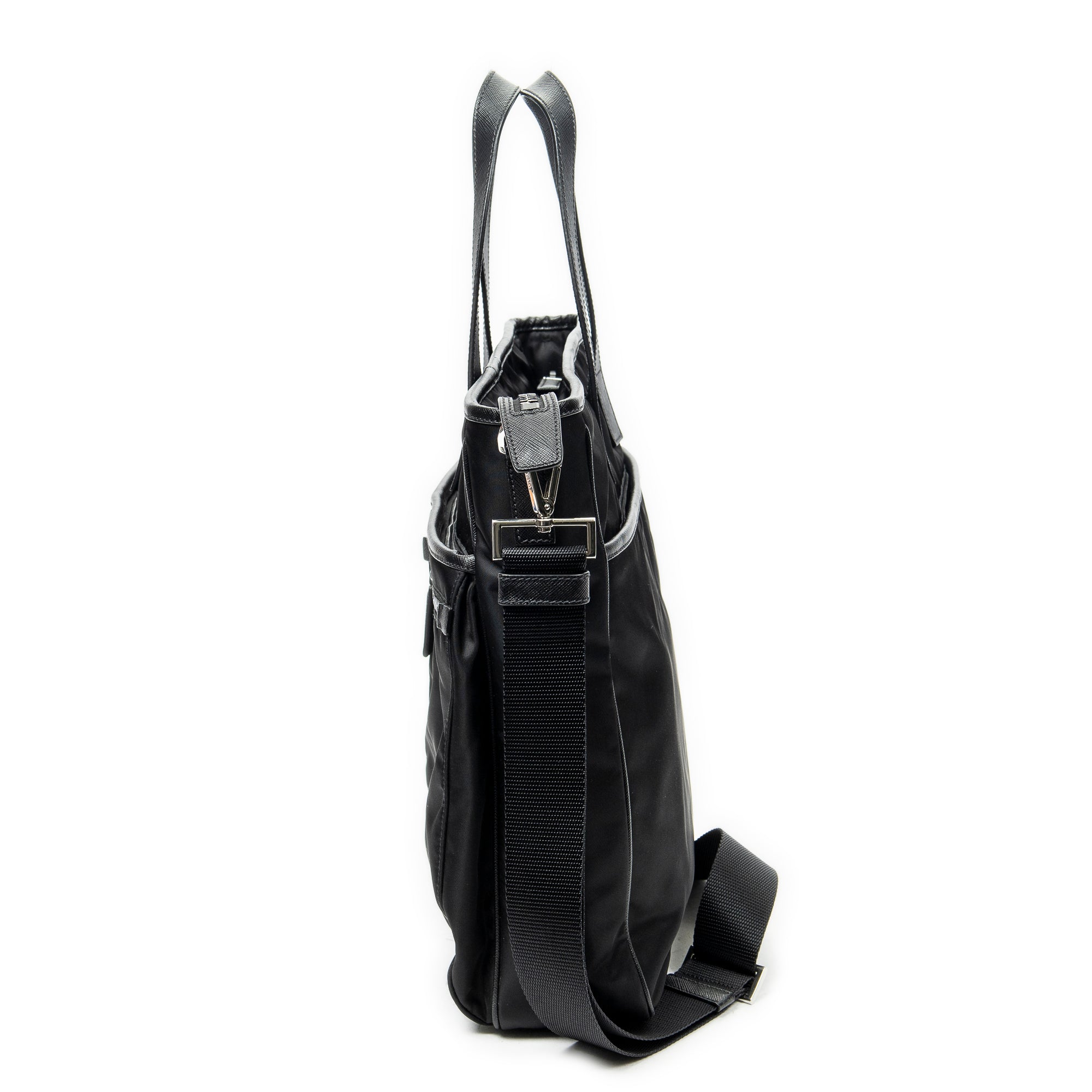 Shoulder Bag Convertible Business Bag Black Nylon Canvas