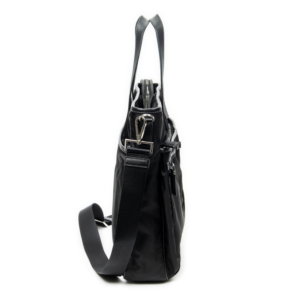 Shoulder Bag Convertible Business Bag Black Nylon Canvas