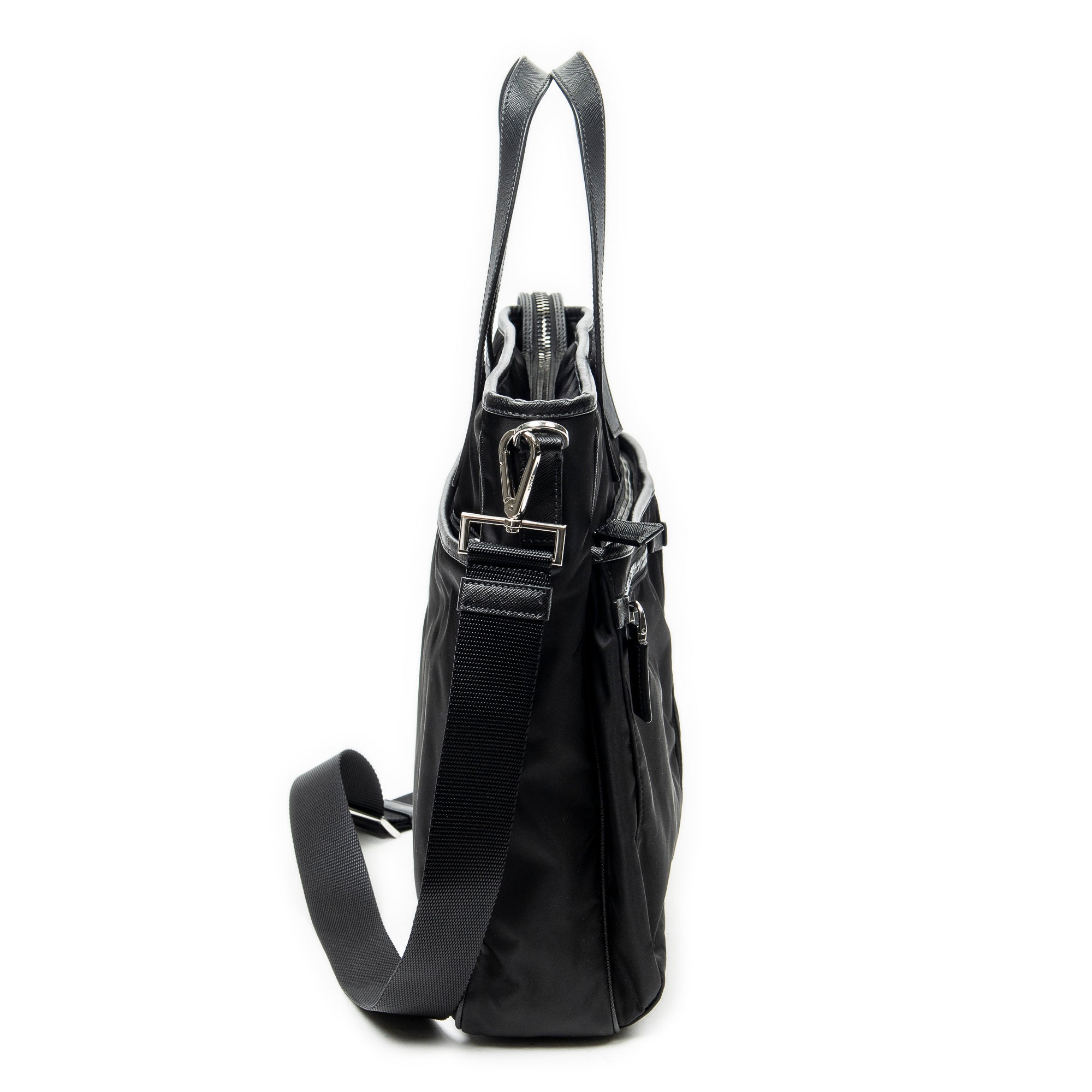 Shoulder Bag Convertible Business Bag Black Nylon Canvas