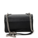 Shoulder Bag Chain Flap Crossbody Black Nylon Canvas