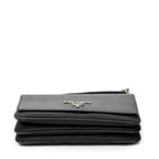 Shoulder Bag Chain Flap Crossbody Black Nylon Canvas