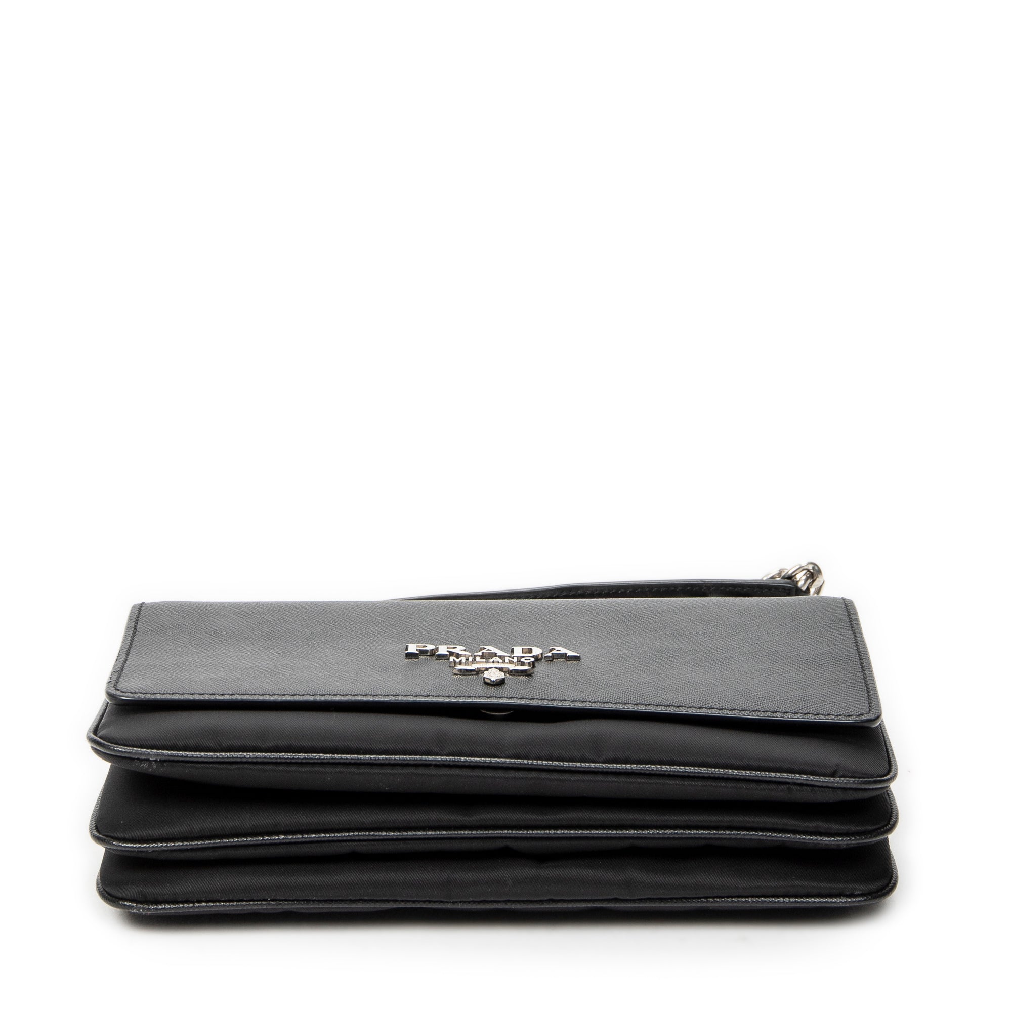 Shoulder Bag Chain Flap Crossbody Black Nylon Canvas