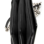 Shoulder Bag Chain Flap Crossbody Black Nylon Canvas