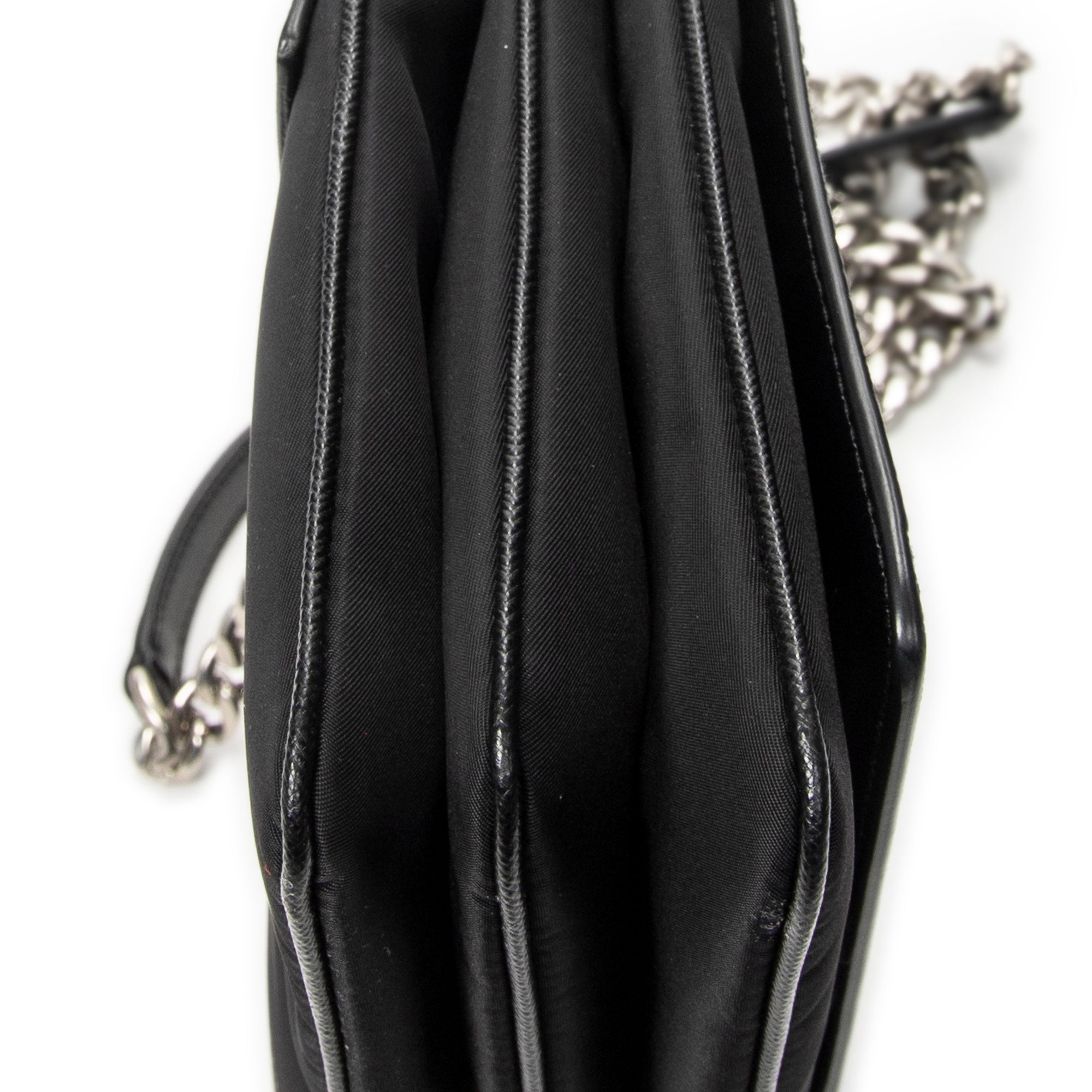 Shoulder Bag Chain Flap Crossbody Black Nylon Canvas