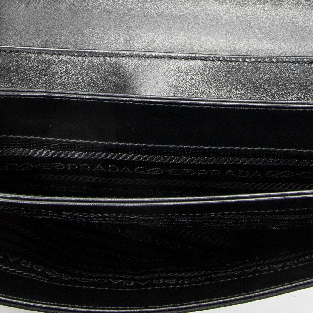 Shoulder Bag Chain Flap Crossbody Black Nylon Canvas