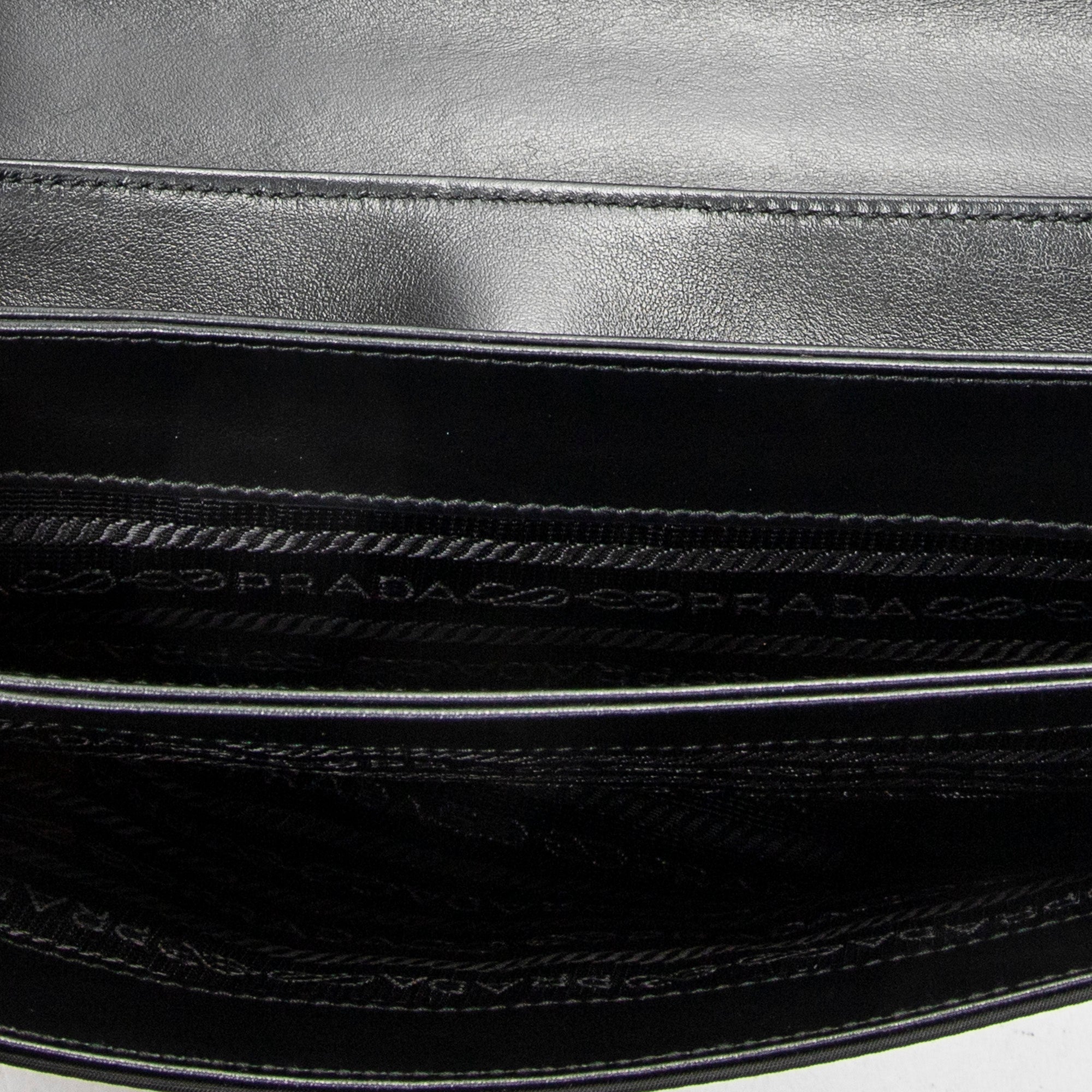 Shoulder Bag Chain Flap Crossbody Black Nylon Canvas