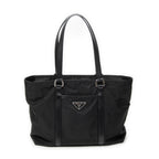 Shoulder Bag Zip Shopping Tote Black Nylon Canvas