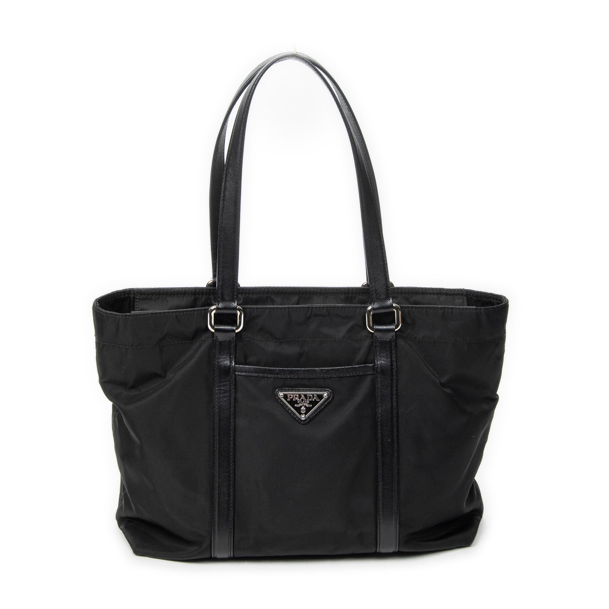 Shoulder Bag Zip Shopping Tote Black Nylon Canvas