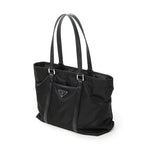 Shoulder Bag Zip Shopping Tote Black Nylon Canvas