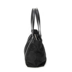 Shoulder Bag Zip Shopping Tote Black Nylon Canvas