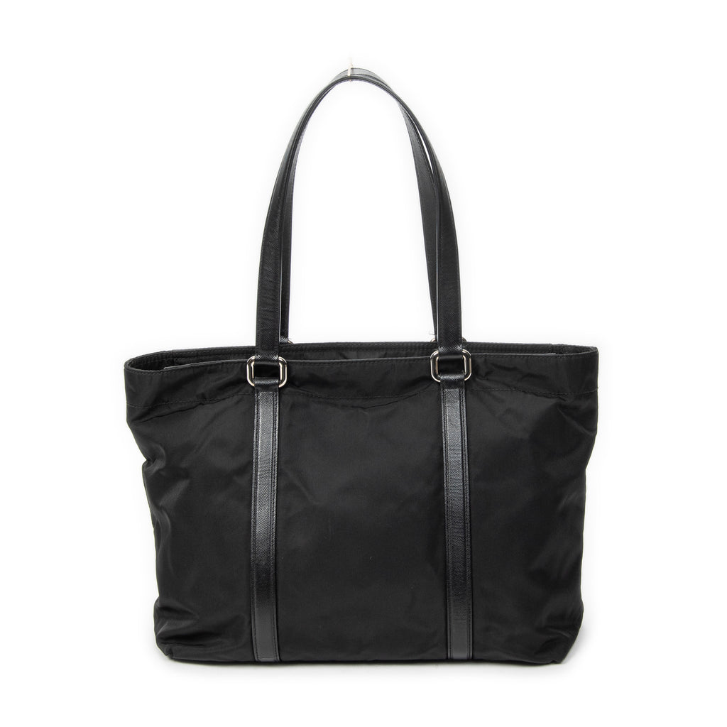 Shoulder Bag Zip Shopping Tote Black Nylon Canvas