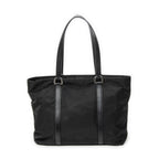 Shoulder Bag Zip Shopping Tote Black Nylon Canvas
