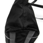 Shoulder Bag Zip Shopping Tote Black Nylon Canvas