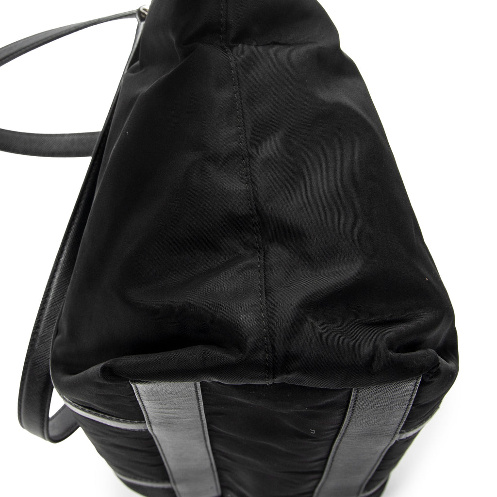 Shoulder Bag Zip Shopping Tote Black Nylon Canvas