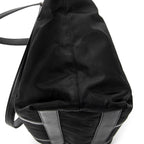 Shoulder Bag Zip Shopping Tote Black Nylon Canvas