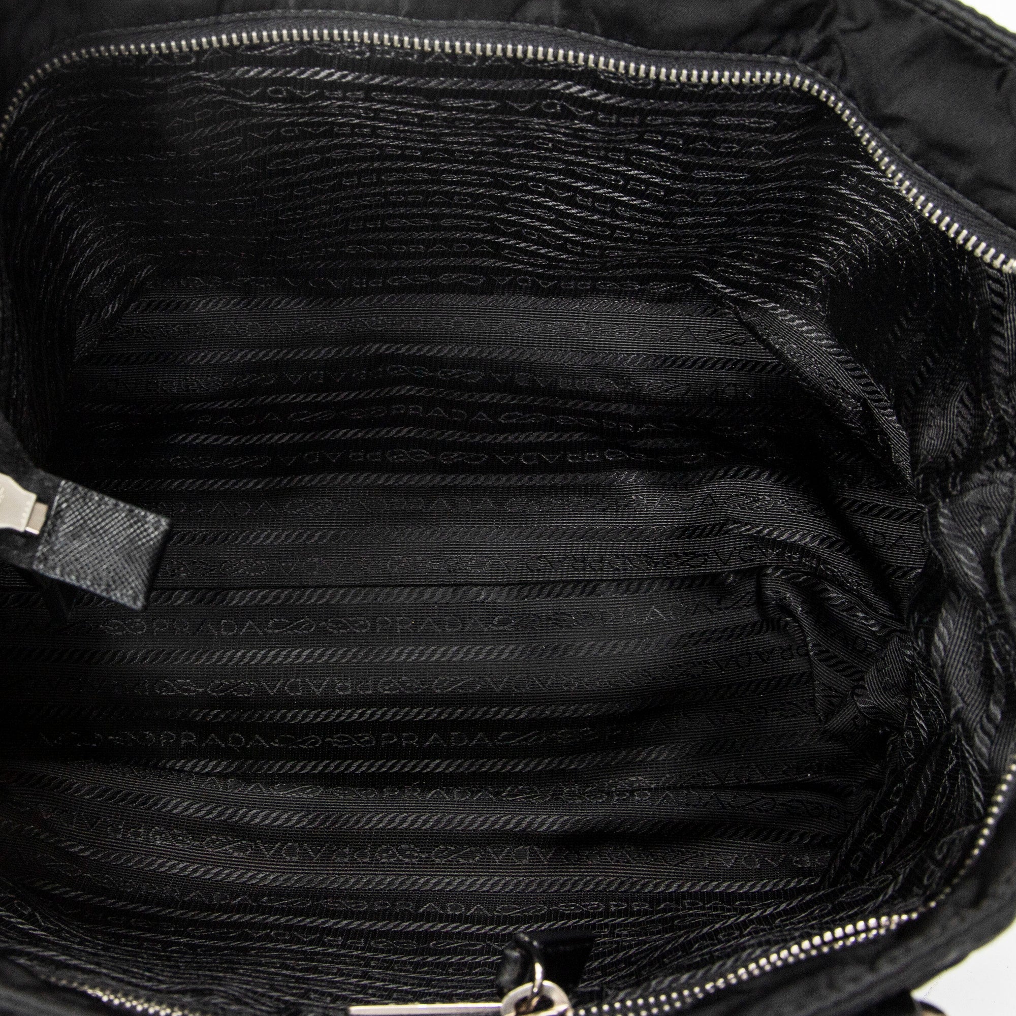 Shoulder Bag Zip Shopping Tote Black Nylon Canvas