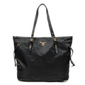 Shoulder Bag Side Drawstring Shopping Tote Black Nylon Canvas
