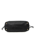 Shoulder Bag Side Drawstring Shopping Tote Black Nylon Canvas