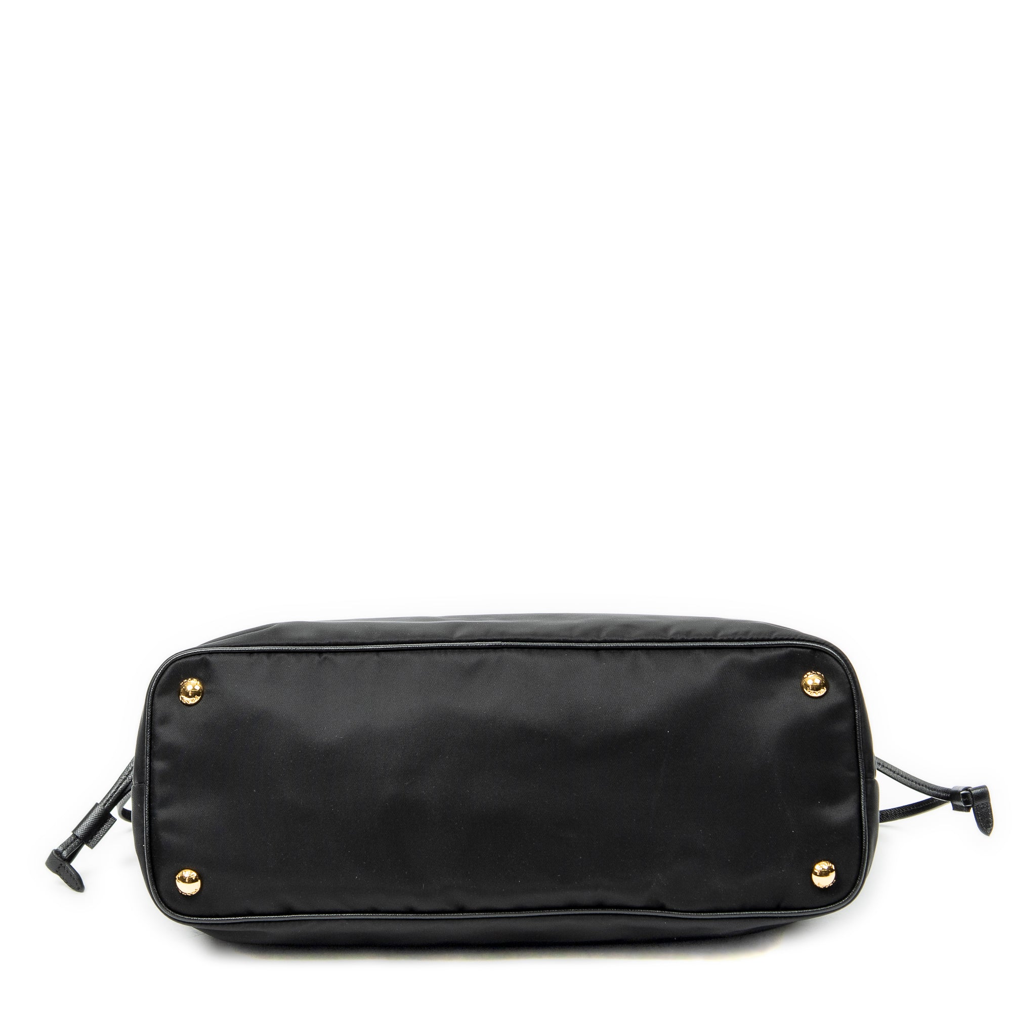 Shoulder Bag Side Drawstring Shopping Tote Black Nylon Canvas