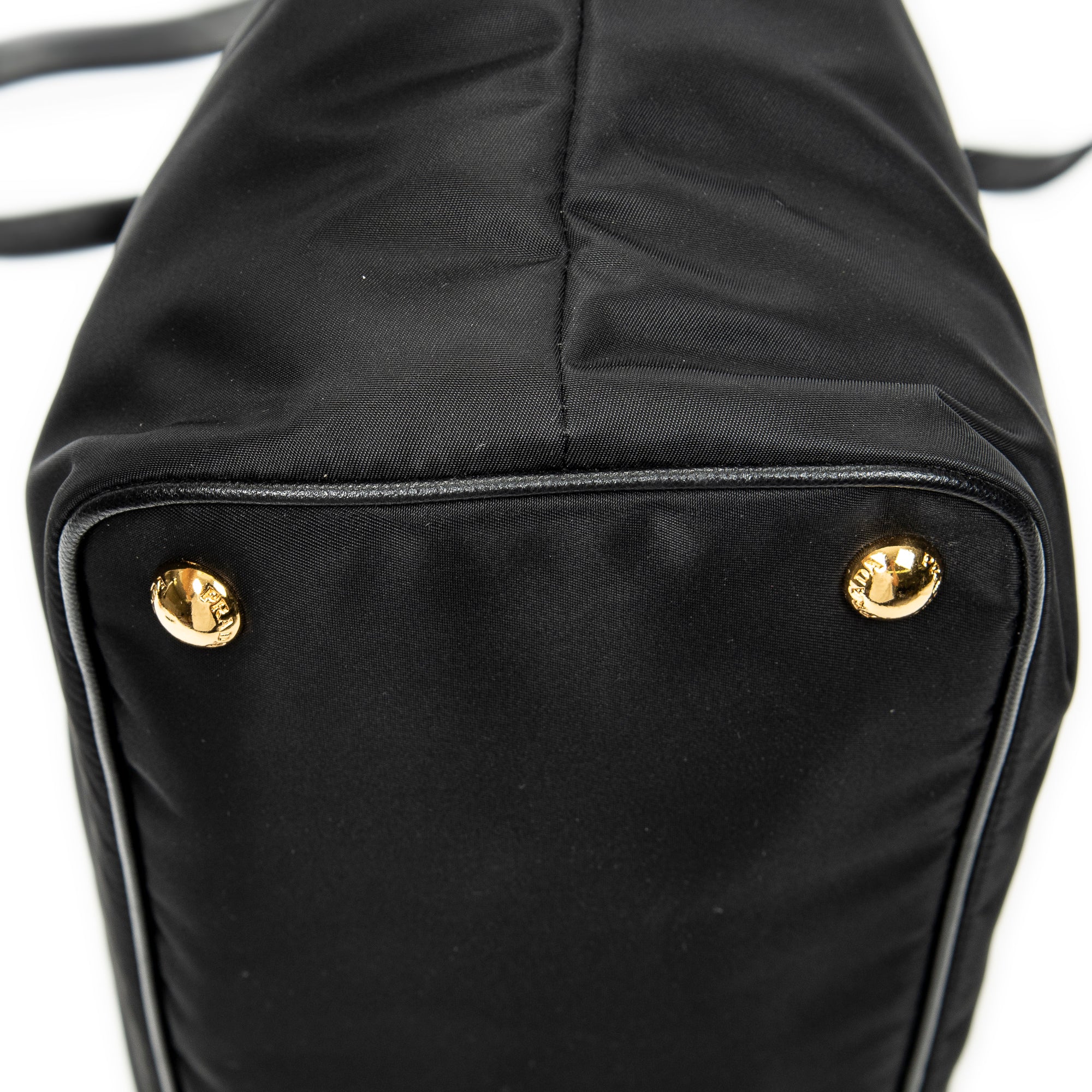 Shoulder Bag Side Drawstring Shopping Tote Black Nylon Canvas