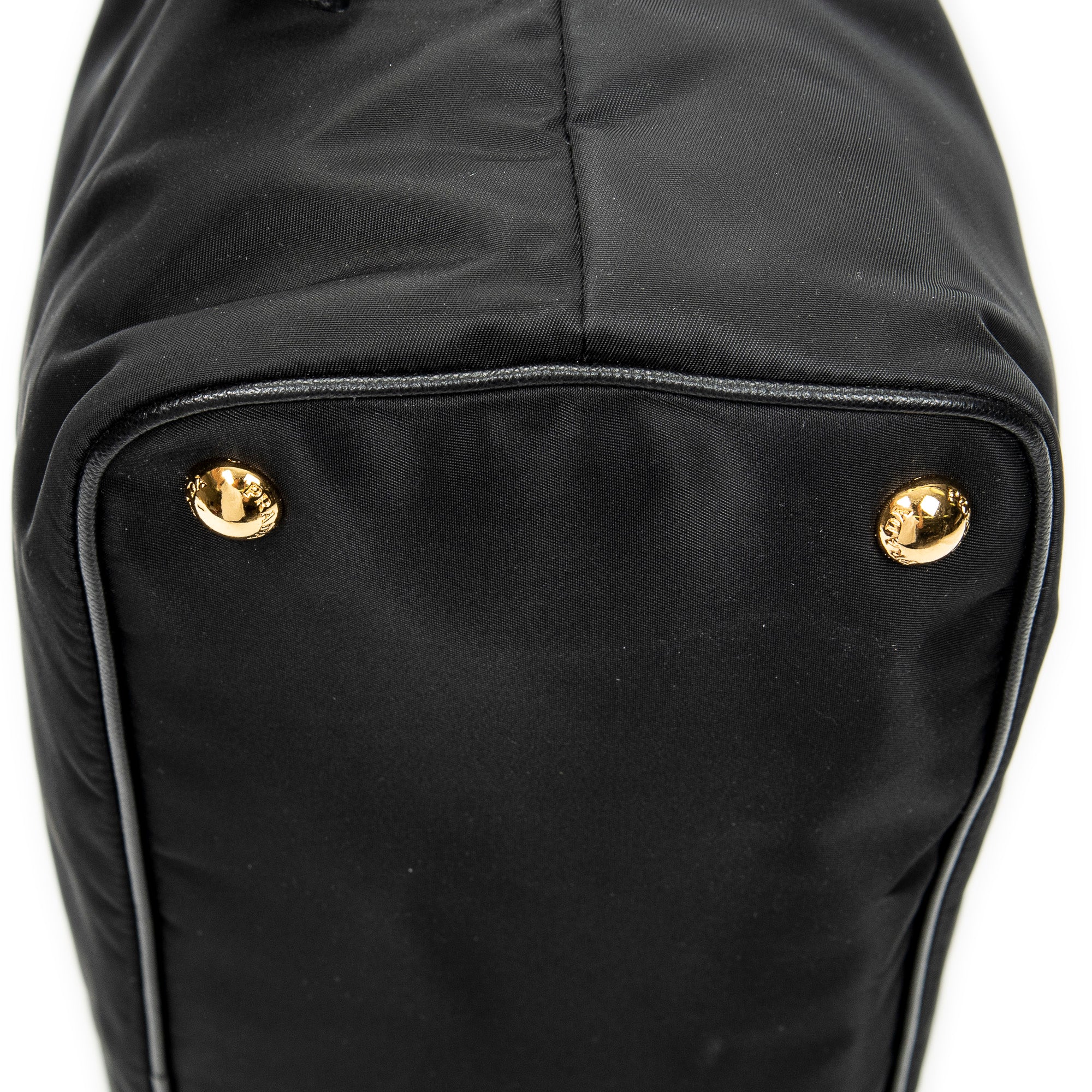 Shoulder Bag Side Drawstring Shopping Tote Black Nylon Canvas