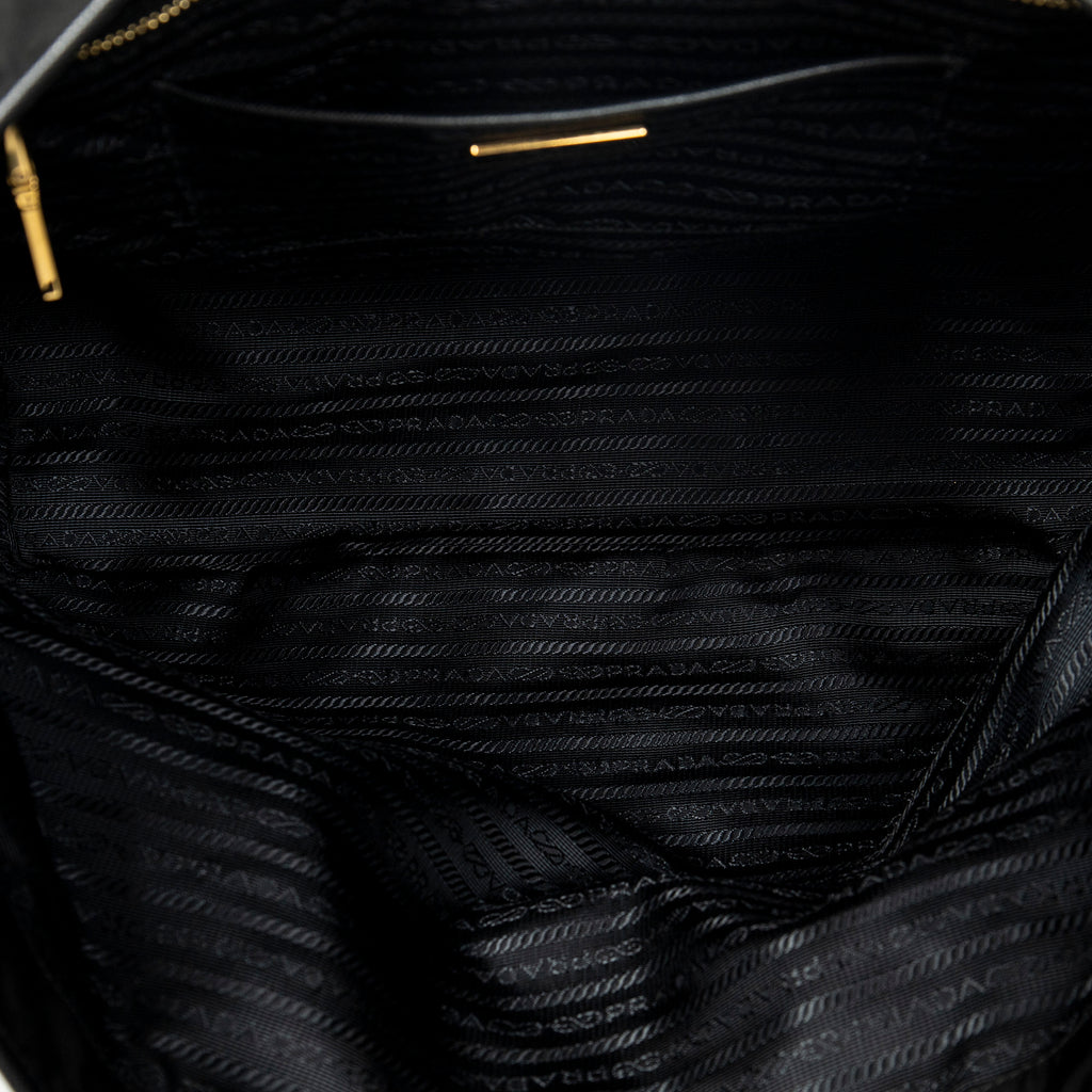 Shoulder Bag Side Drawstring Shopping Tote Black Nylon Canvas