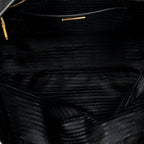 Shoulder Bag Side Drawstring Shopping Tote Black Nylon Canvas