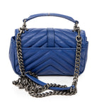 Shoulder Bag Mini College Crossbody Blue Chevron Quilted Calfskin Leather