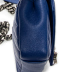 Shoulder Bag Mini College Crossbody Blue Chevron Quilted Calfskin Leather