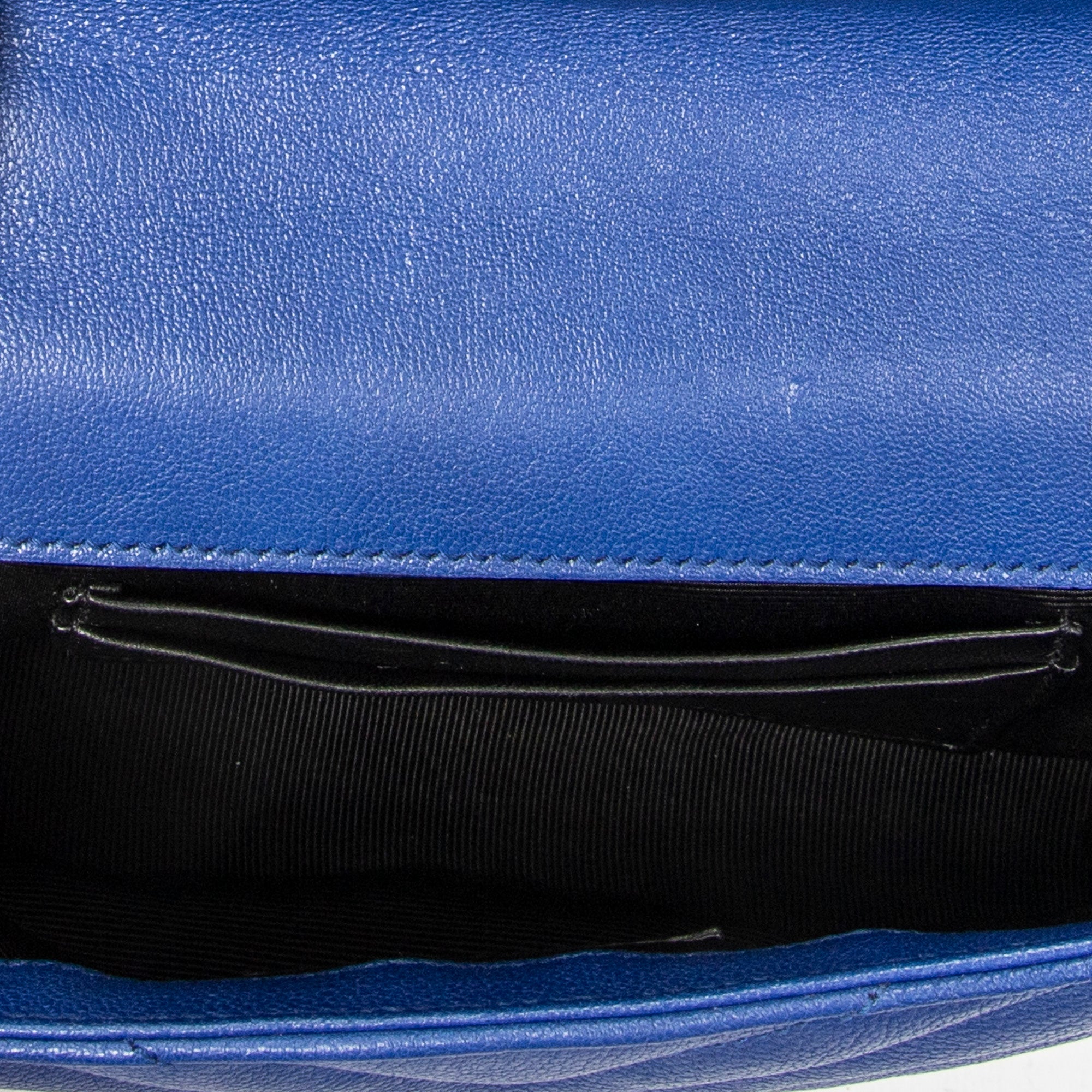 Shoulder Bag Mini College Crossbody Blue Chevron Quilted Calfskin Leather