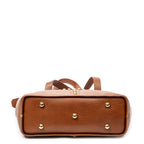 Shoulder Bag Studded Y Line Shopping Tote Brown Grained Calfskin Leather