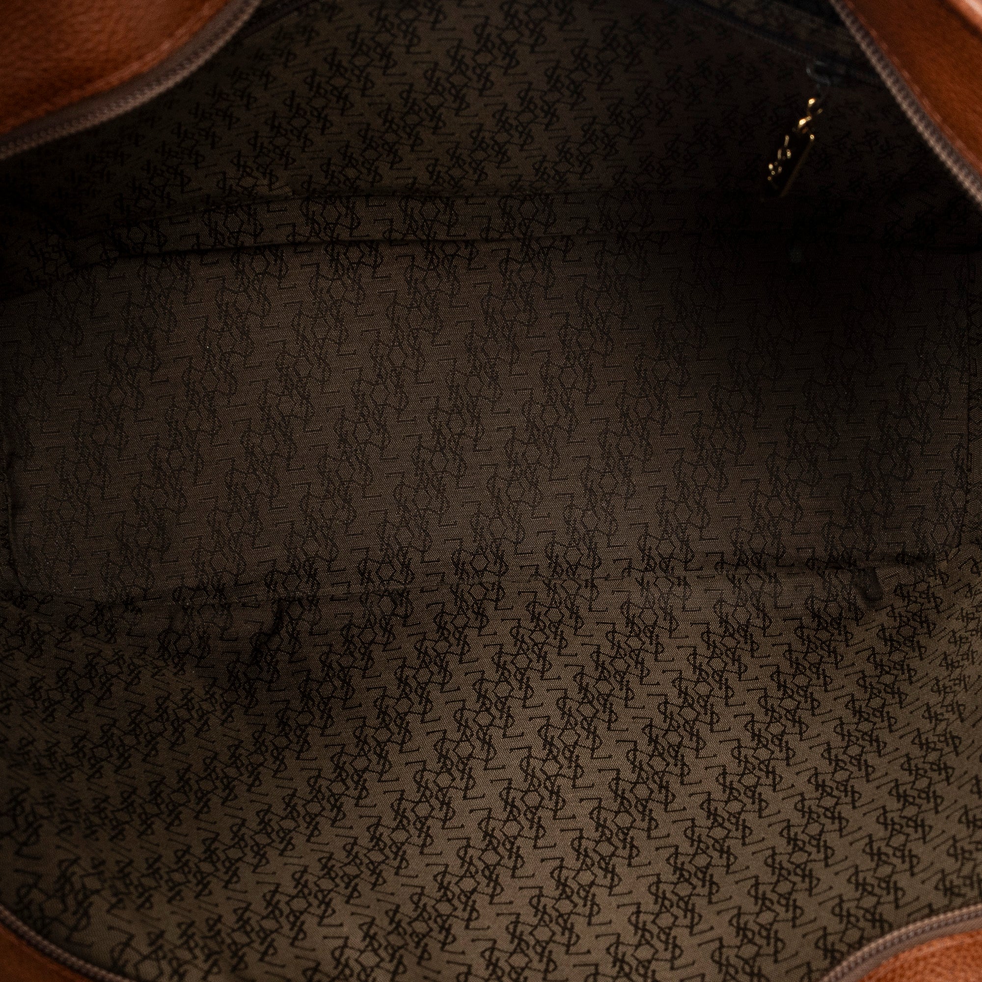 Shoulder Bag Studded Y Line Shopping Tote Brown Grained Calfskin Leather